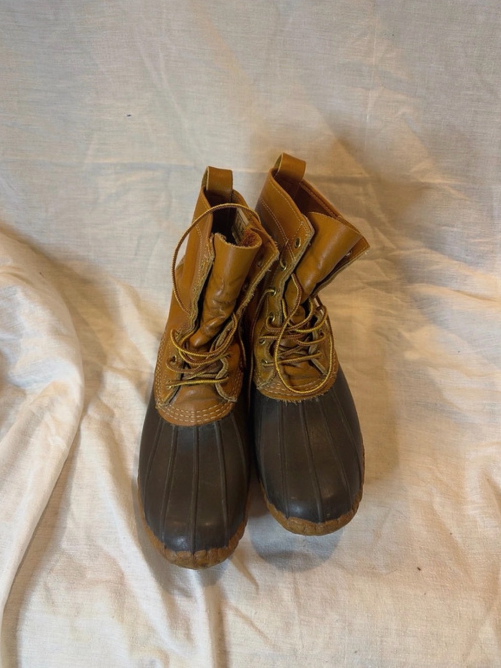 L.L. Bean Brown Leather and Dark Brown Rubber Duck Boots